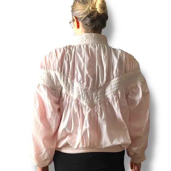 Vintage Abraxas Blush Pink Puff Sleeve Jacket w/ White Trim | Size S - Picture 3 of 6